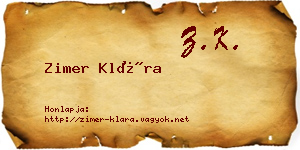 Zimer Klára névjegykártya
